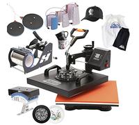 Heat Press 8 in 1 38x38cm/15x15" Digital Heat Press Machine 360° Swing Away Sublimation Heat Press Transfer Machine T-shirt Hat Cap Mug Plate for Heat Transfer Projects
