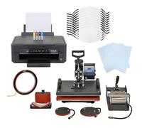 Heat Press Machine 5 in 1 / 10 Blank Face Masks Sublimation / Printer Transfer Bundle 5 Layer Filter Adults Medium White Print Personalise Custom Design Customise Printing Black