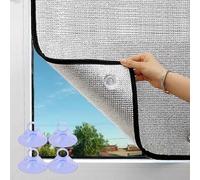 Heat Reflective Window Film 8mm Aluminium Foil Insulation Sun Blocker & Blackout Privacy Glass Suction Cup Stickers for Sunroom 145x170cm (57.1x66.9in)