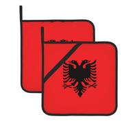 Heat Resistant Albanian flag Print Potholders Set â€“ Anti-Scalding Hot Pads for Baking, Grilling, BBQ, and Kitchen Use