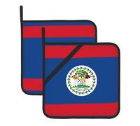 Heat Resistant Belize Flag Print Potholders Set â€“ Anti-Scalding Hot Pads for Baking, Grilling, BBQ, and Kitchen Use