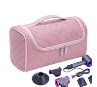 Heat Resistant Blow Dryer Bag - Large Capacity Hair Tool Travel Bag | Hair Styling Organiser with Hooks, Protective Portable Blow Dryer Bag for Storage Accessories and Toilet Articles, pink, see