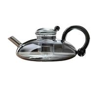 Heat-Resistant Borosilicate Glass Teapot 500ml - Boiling Water Kettle, Handmade Chinese Black Wealth Rat Design for Stovetop & Home Decor