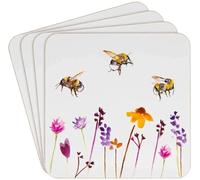 Heat Resistant Cork Back Coasters Pretty Water Colour Busy Bees Design by Jennifer Rose Gallery
