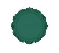 Heat Resistant Decorative Silicone Placemats Featuring Beautiful Lace Patterns (Dark Green)