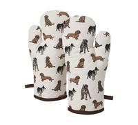 Penguin Home Oven Mitts|Heat Resistant| Colour-Grey,Brown & Mustard|Cooking Baking Grilling BBQ|Size-18x32cm|