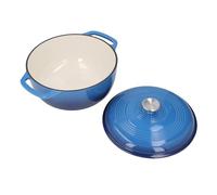 Heat Resistant Enamel Oven Pan Double Handle Round Cast Iron Pan with Lid for Baking Bread and Baking