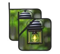 Heat Resistant Firefly and Lantern Print Potholders Set â€“ Square Hotpads for Baking, Grilling, BBQ, and Kitchen Use