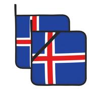 Heat Resistant Flag of Iceland Print Potholders Set â€“ Anti-Scalding Hot Pads for Baking, Grilling, BBQ, and Kitchen Use