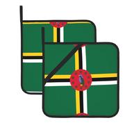 Heat Resistant Flag of the Commonwealth of Dominica Print Potholders Set â€“ Anti-Scalding Hot Pads for Baking, Grilling, BBQ, and Kitchen Use