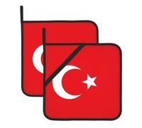 Heat Resistant Flag of Turkey Print Potholders Set â€“ Anti-Scalding Hot Pads for Baking, Grilling, BBQ, and Kitchen Use