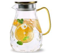 Heat Resistant Glass Pitcher with Lid and Spout, Glass Iced Tea Pitchers Beverage Pitchers for Fridge, Water Pitcher and Carafe (51 fl oz)