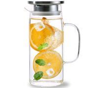 Heat Resistant Glass Pitcher with Lid and Spout, Iced Tea Pitchers Beverage Pitchers for Fridge, Water Pitcher and Carafe (1000ml/34oz)