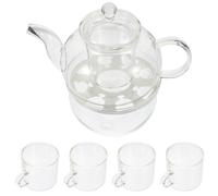 Heat Resistant Glass Teapot with Cup Set, Filter, Candle Holder | Herbal Infusion Brewing, Smooth Pouring, Insulating Handle, Elegant Retro Style, Hotel Afternoon Tea Use