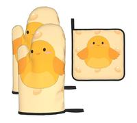 Heat-Resistant Gloves and mats Cartoon Chick Printed 3pcs