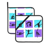 Heat Resistant Gymnastics Game Print Potholders Set â€“ Square Hotpads for Baking, Grilling, BBQ, and Kitchen Use