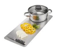 Heat Resistant Kitchen Mat - 50 x 21cm Silver Worktop Saver Surface Protector Counter Hot Mat - Perfect as a Trivet for Hot Pans & Cookware