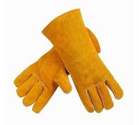 Heat Resistant Leather Stove Gloves, Long Cuff, Cowhide, EN388 CE Certified | EN388 CE Certified, Fire Protection, Extended Cuff Design, Cowhide Leather, Heat Resistant