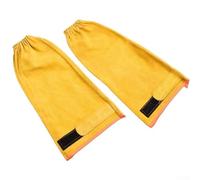 Heat Resistant Leather Welding Sleeves Pair Heavy Duty Cowhide with Elastic Cuff for Protection Against Welding Spatter (A)