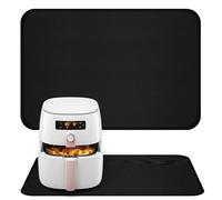 Heat Resistant Mat for Air Fryer, 46 x 38 cm Fireproof Silicone Mats for Kitchen Counter, Heat Proof Mat, Non-Slip & Waterproof for Air Fryer, Coffee Maker, Oven, Toaster, Microwave (Thickened, Black)