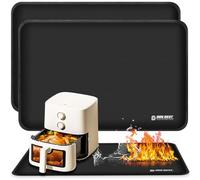 Heat Resistant Mat for Air Fryer Site on, Fireproof Silicone Mats for Kitchen Counter, Countertop Protector, No-slip and Waterproof (Black x 2, 30"L x 20"W)