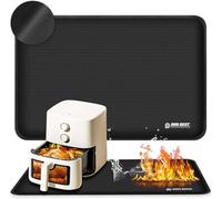 Heat Resistant Mat for Air Fryer Site on, Fireproof Silicone Mats for Kitchen Counter, Countertop Protector, No-Slip and Waterproof (Black, 30" L x 20" W)