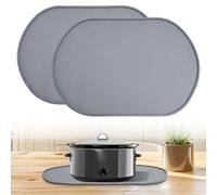 Heat Resistant Mat for Crockpot Slow Cooker - Thickened Silicone Baking Mats, Oval Non Slip Waterproof Heat Resistant Pad, Universal Fit for Most Slow Cookers, Easy to Store