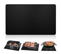 Heat Resistant Mat Under BBQ Grill 40x60cm, Fireproof Mat Waterproof Oilproof with 4-Layer Heat Insulation Material Protect Outdoor Prep Table for Portable Charcoal/Gas Grills/Pizza Oven, Black