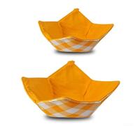 Heat Resistant Microwave Bowl Holders 2 Pack, Anti-Slip Cotton Pot Holders for Hot Dishes, 4-Corner For Edge Design Kitchen Mats for Oven Air Fryer, Orange Black, 3x8in(Orange)