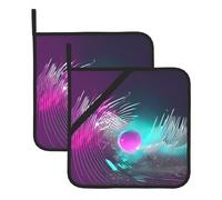 Heat Resistant Music sound wave Print Potholders Set â€“ Square Hotpads for Baking, Grilling, BBQ, and Kitchen Use