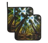 Heat Resistant Nature Cedar Print Potholders Set â€“ Anti-Scalding Hot Pads for Baking, Grilling, BBQ, and Kitchen Use