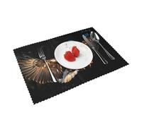 Heat Resistant Non-Slip Placemats Set of 4 PCS, 3D Bald Eagle Printed Dining Table Mats Washable Kitchen Place Mats for Indoor & Outdoor