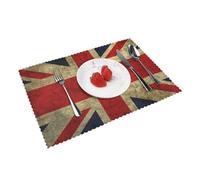 Heat Resistant Non-Slip Placemats Set of 4 PCS, British Flag Printed Dining Table Mats Washable Kitchen Place Mats for Indoor & Outdoor
