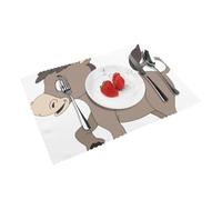 Heat Resistant Non-Slip Placemats Set of 4 PCS, cartoon donkey Printed Dining Table Mats Washable Kitchen Place Mats for Indoor & Outdoor