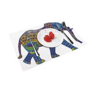 Heat Resistant Non-Slip Placemats Set of 4 PCS, Colorful Elephant Printed Dining Table Mats Washable Kitchen Place Mats for Indoor & Outdoor