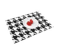 Heat Resistant Non-Slip Placemats Set of 4 PCS, Houndstooth Black Printed Dining Table Mats Washable Kitchen Place Mats for Indoor & Outdoor