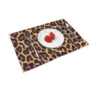 Heat Resistant Non-Slip Placemats Set of 4 PCS, leopard patterned wallpaper Printed Dining Table Mats Washable Kitchen Place Mats for Indoor & Outdoor