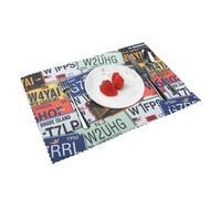Heat Resistant Non-Slip Placemats Set of 4 PCS, License Plate Printed Dining Table Mats Washable Kitchen Place Mats for Indoor & Outdoor