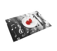 Heat Resistant Non-Slip Placemats Set of 4 PCS, Music Notes Print Printed Dining Table Mats Washable Kitchen Place Mats for Indoor & Outdoor