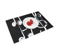 Heat Resistant Non-Slip Placemats Set of 4 PCS, Music Notes Printed Dining Table Mats Washable Kitchen Place Mats for Indoor & Outdoor