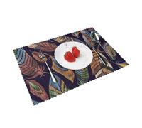 Heat Resistant Non-Slip Placemats Set of 4 PCS, Peacock feather Printed Dining Table Mats Washable Kitchen Place Mats for Indoor & Outdoor