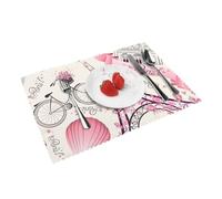 Heat Resistant Non-Slip Placemats Set of 4 PCS, Romantic Paris Eiffel Tower Bycicle Printed Dining Table Mats Washable Kitchen Place Mats for Indoor & Outdoor