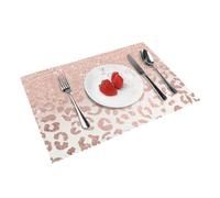 Heat Resistant Non-Slip Placemats Set of 4 PCS, rose gold glitter Printed Dining Table Mats Washable Kitchen Place Mats for Indoor & Outdoor
