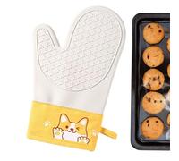 Heat Resistant Oven Gloves | Non-slip Silicone Hands for Baking, Double Layer Thermal Gloves with Thick Cotton Coating Dog Pattern for Pizza Kitchen Oven Restaurant