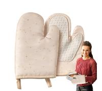 Heat Resistant Oven Gloves | Oven Mittens Gloves Kitchen Mittens Potholder 1 Pair Waterproof Silicone Hand Protection Kitchen Supplies for Baking