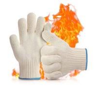 Heat Resistant Oven Gloves, Resistant Hot Surface Handler Oven Mitts with Fingers, Non-Slip Double Layered Protection Kitchen Potholders for Cooking, Baking and Grilling(2 PCS)