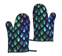 Heat Resistant Oven Gloves Sets Of 2-3d Magical Dragon Scales Pattern Printed Kitchen Non-Slip Microwave Oven Mitts 1 Pair For Baking Cooking Bbq