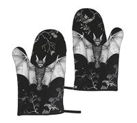 Heat Resistant Oven Gloves Sets of 2 - Bat Print Printed Kitchen Non-Slip Microwave Oven Mitts 1 Pair for Baking Cooking Bbq