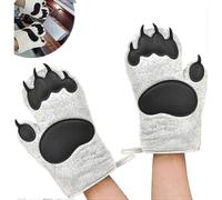 Heat Resistant Oven Mitts, 1 Pair Bear Claw Pattern Silicone Non-Slip Oven Gloves