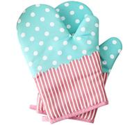Heat Resistant Oven Mitts 1 Pair Polyester Cotton Thickened | Cooking and Microwave Oven Use, Easy Storage, Men and Women, Kitchen Baking Glove Set